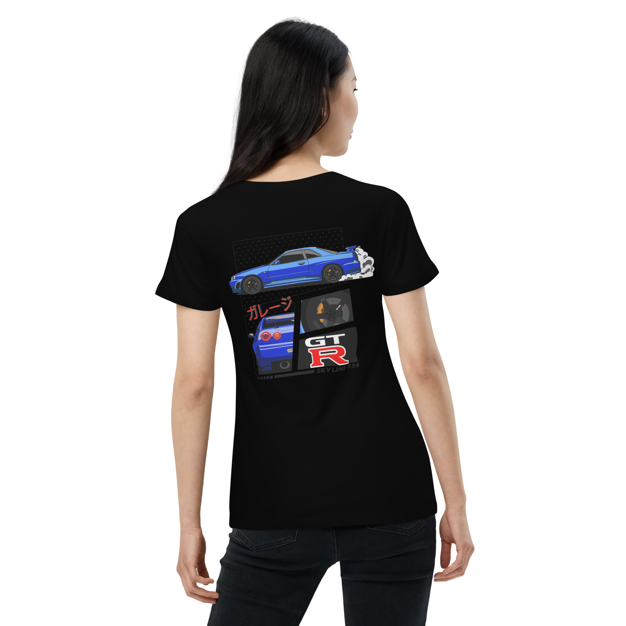 #JPNGarage GTR T-Shirt - #BNR34 Blau Damen