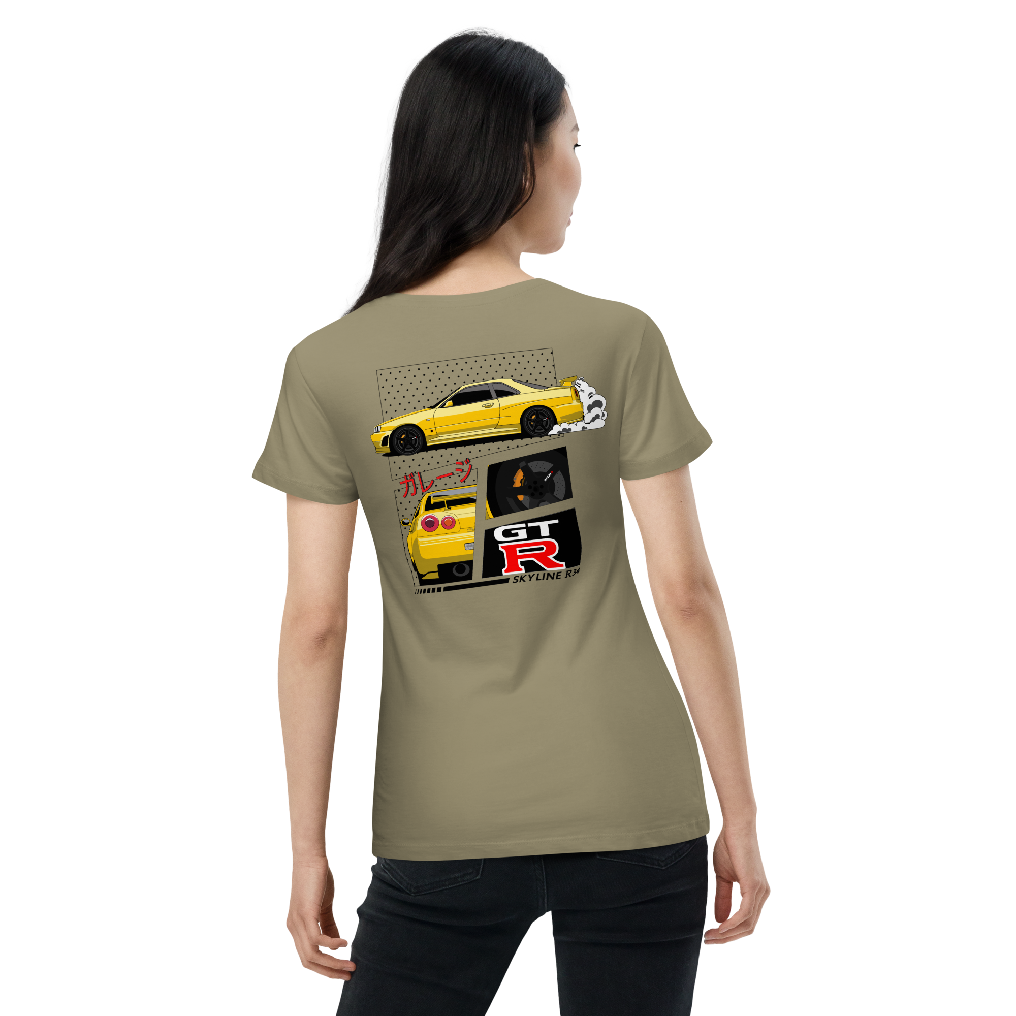#JPNGarage GTR T-Shirt - #BNR34 Gelb Damen