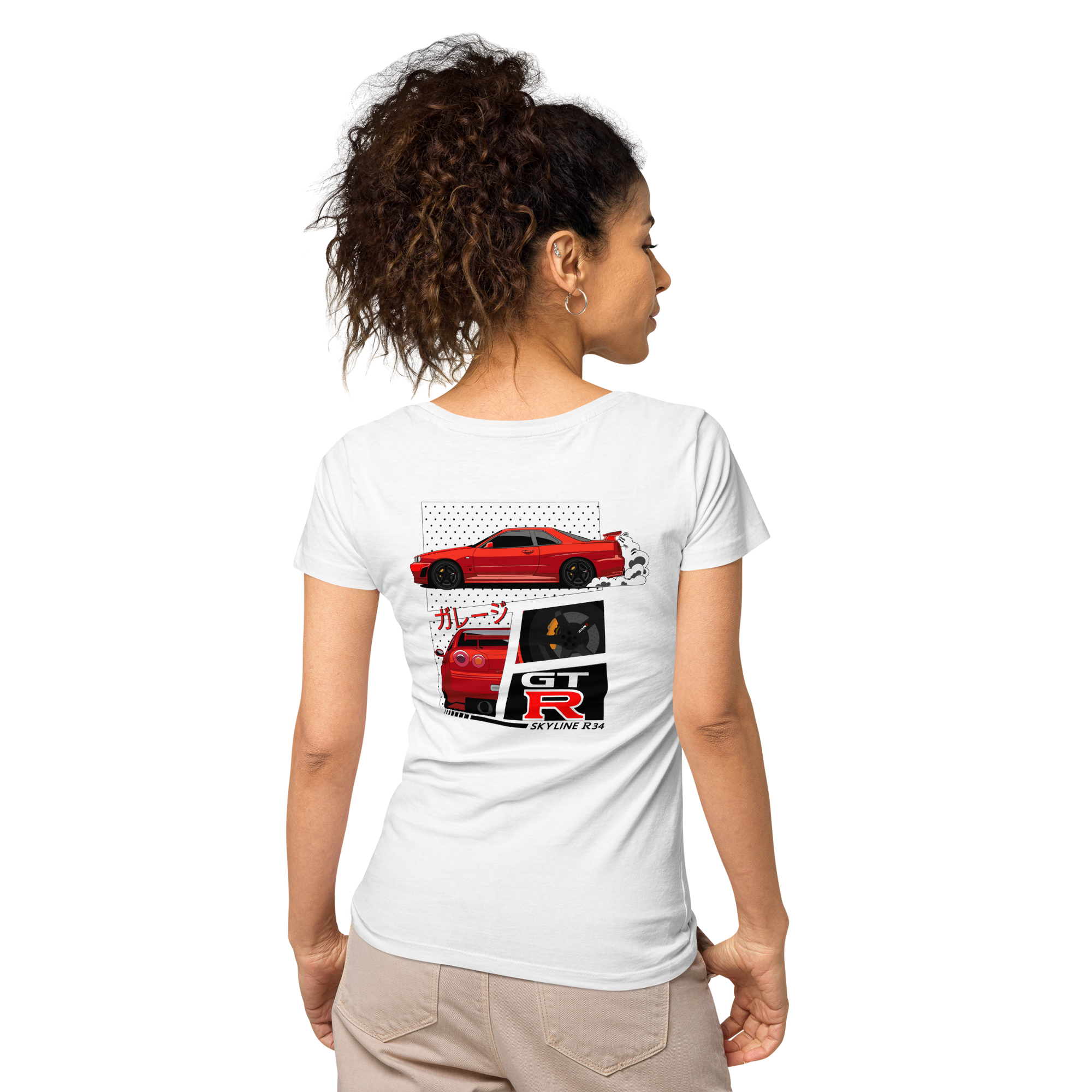 #JPNGarage GTR T-Shirt - #BNR34 Rot Damen